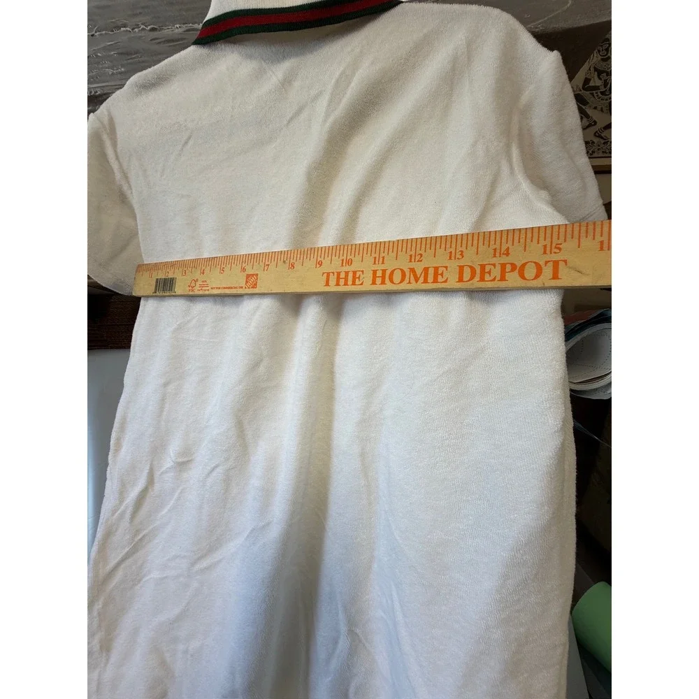 Gucci White Cotton Terry Cloth Polo Shirt Web Stripe Interlocking G Logo Italy
